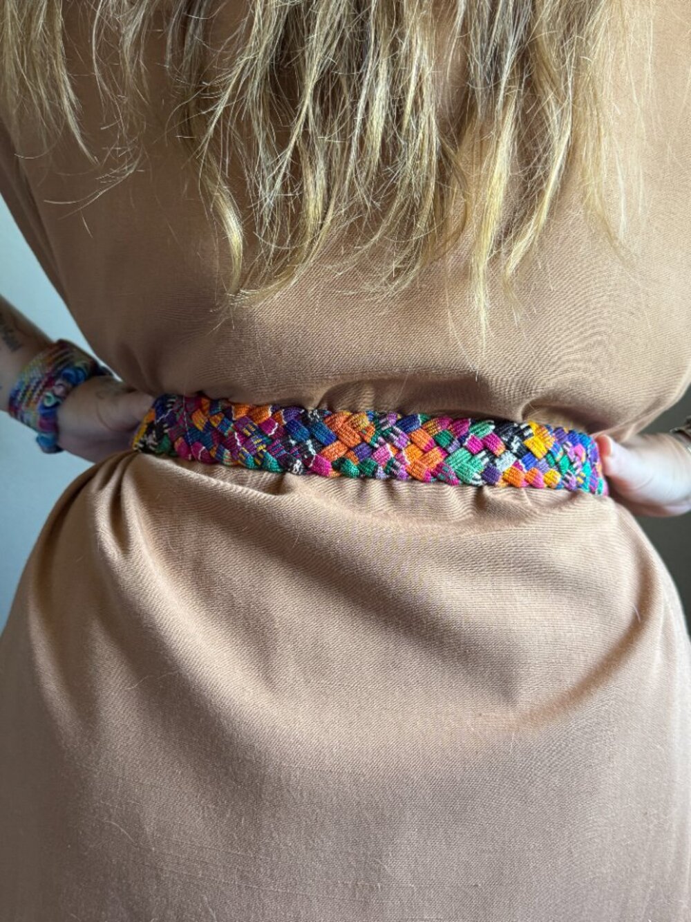 PRICE FIRM Vintage Multicolored Braided Brown Leather Belt 32 - Picture 3 of 9